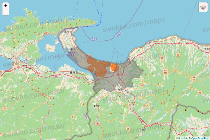 鳥取県の7NOW（セブンナウ）のエリア地図