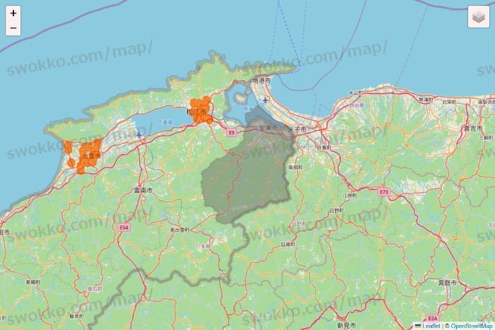 島根県の7NOW（セブンナウ）のエリア地図