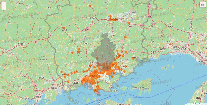 岡山県の7NOW（セブンナウ）のエリア地図