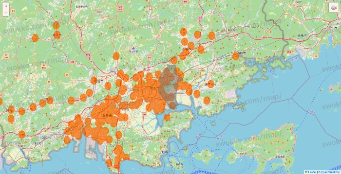 岡山県の7NOW（セブンナウ）のエリア地図