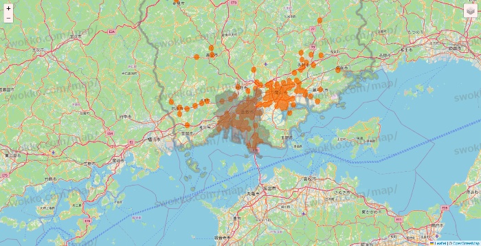 岡山県の7NOW（セブンナウ）のエリア地図