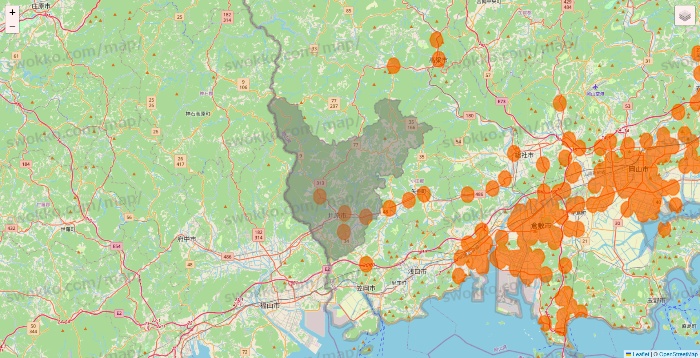 岡山県の7NOW（セブンナウ）のエリア地図