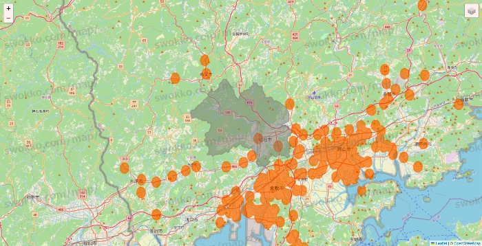 岡山県の7NOW（セブンナウ）のエリア地図