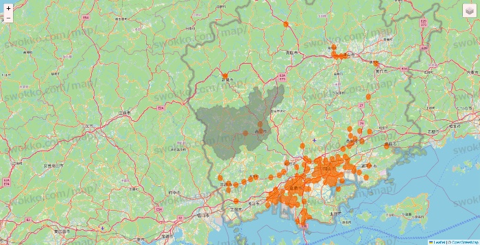 岡山県の7NOW（セブンナウ）のエリア地図