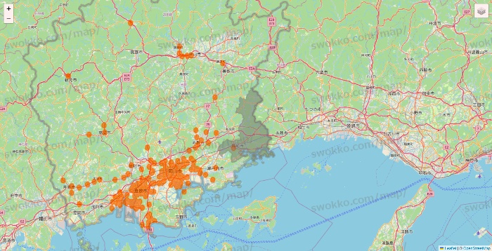岡山県の7NOW（セブンナウ）のエリア地図