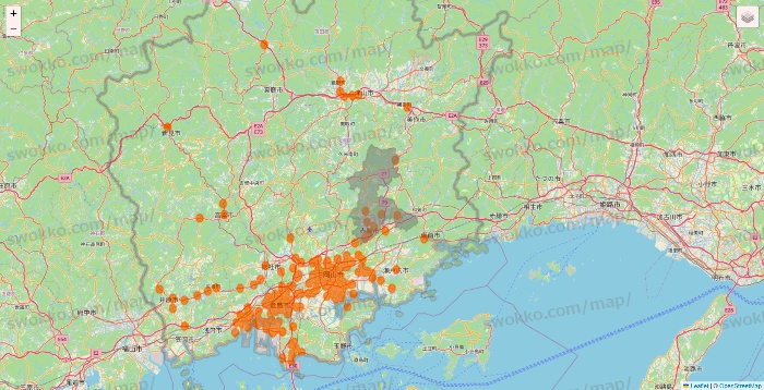 岡山県の7NOW（セブンナウ）のエリア地図
