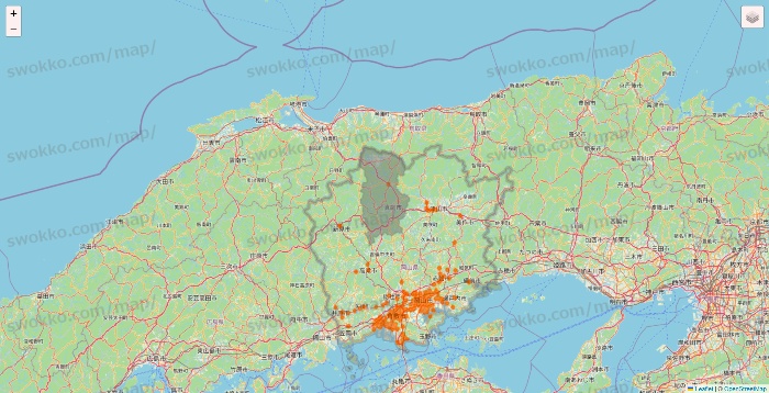 岡山県の7NOW（セブンナウ）のエリア地図
