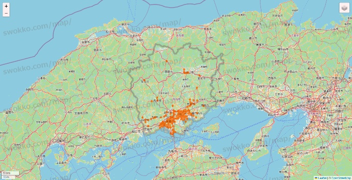 岡山県の7NOW（セブンナウ）のエリア地図