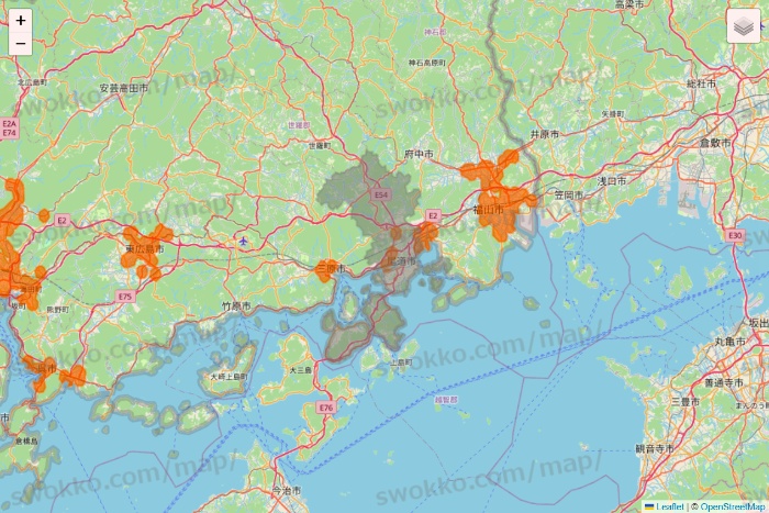 広島県の7NOW（セブンナウ）のエリア地図