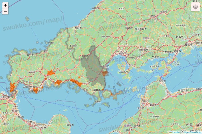 山口県の7NOW（セブンナウ）のエリア地図
