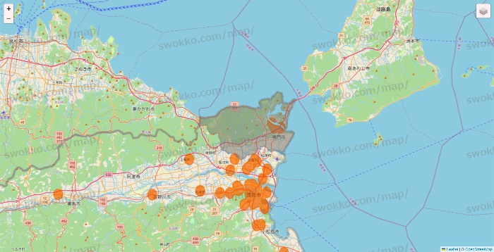 徳島県の7NOW（セブンナウ）のエリア地図