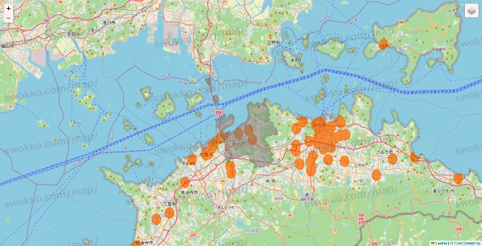 香川県の7NOW（セブンナウ）のエリア地図