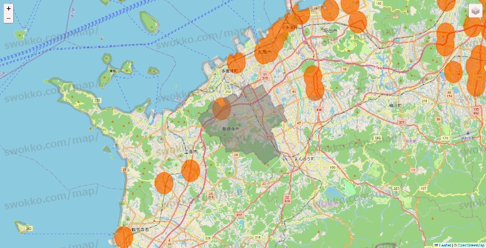 香川県の7NOW（セブンナウ）のエリア地図