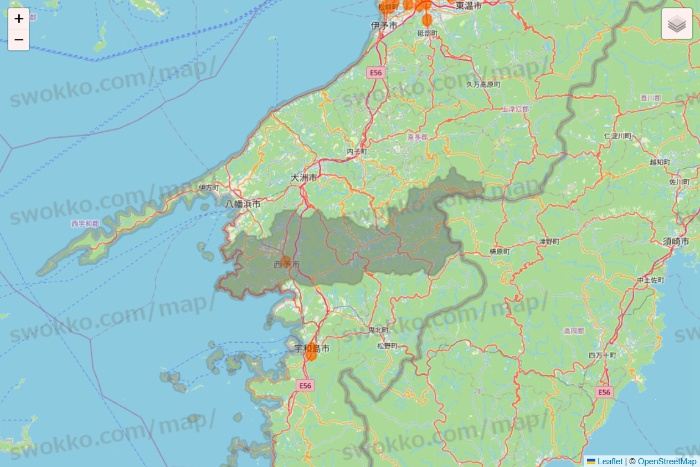 愛媛県の7NOW（セブンナウ）のエリア地図