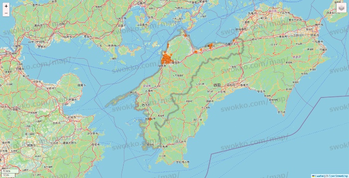 愛媛県の7NOW（セブンナウ）のエリア地図