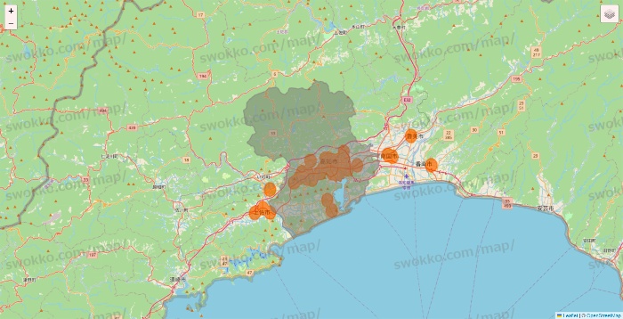 高知県の7NOW（セブンナウ）のエリア地図