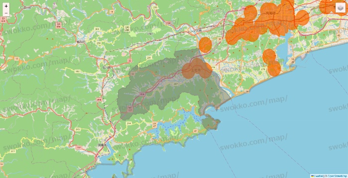 高知県の7NOW（セブンナウ）のエリア地図