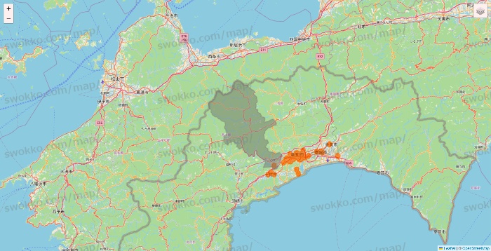 高知県の7NOW（セブンナウ）のエリア地図
