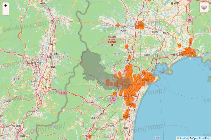 宮城県の7NOW（セブンナウ）のエリア地図