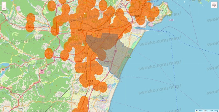 宮城県の7NOW（セブンナウ）のエリア地図