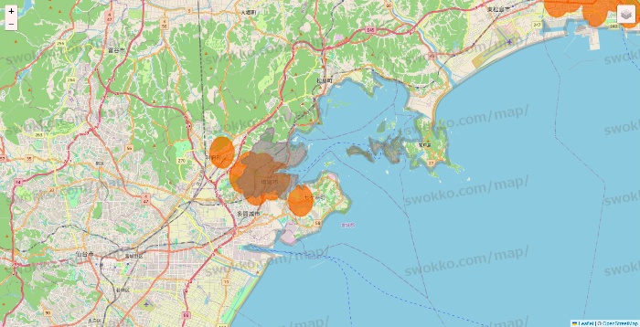 宮城県の7NOW（セブンナウ）のエリア地図