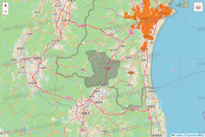 宮城県の7NOW（セブンナウ）のエリア地図
