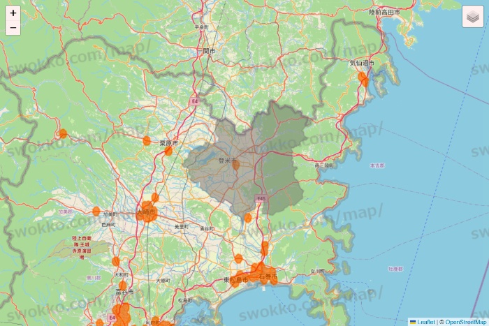 宮城県の7NOW（セブンナウ）のエリア地図