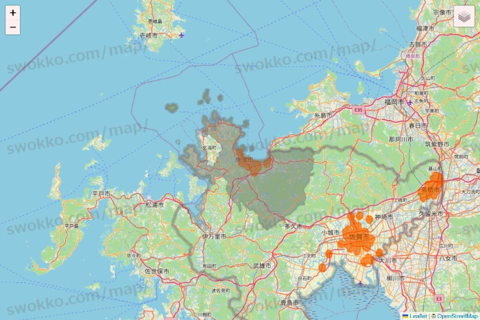 佐賀県の7NOW（セブンナウ）のエリア地図