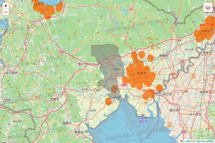 佐賀県の7NOW（セブンナウ）のエリア地図