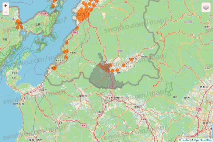 熊本県の7NOW（セブンナウ）のエリア地図