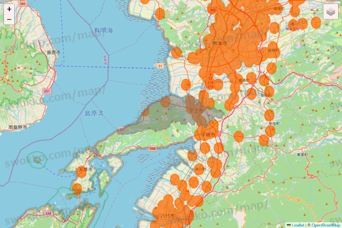 熊本県の7NOW（セブンナウ）のエリア地図