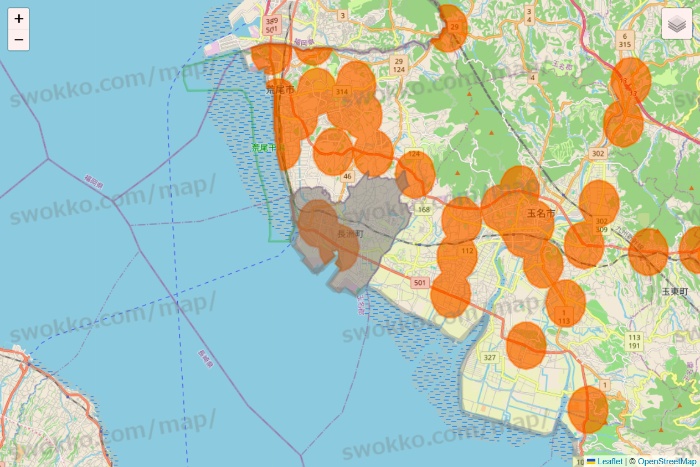 熊本県の7NOW（セブンナウ）のエリア地図