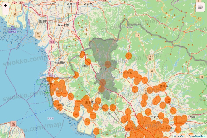 熊本県の7NOW（セブンナウ）のエリア地図