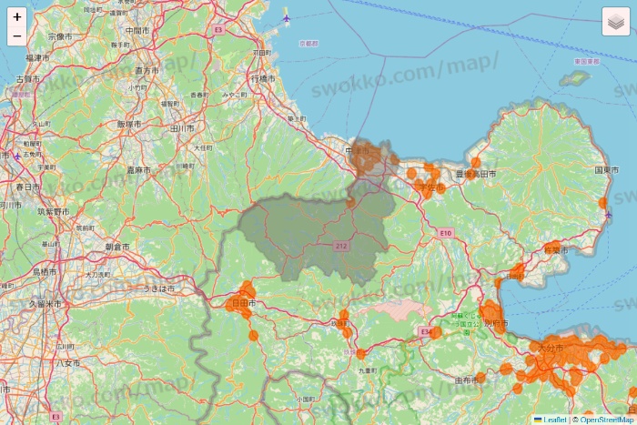 大分県の7NOW（セブンナウ）のエリア地図
