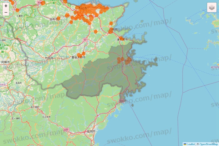 大分県の7NOW（セブンナウ）のエリア地図