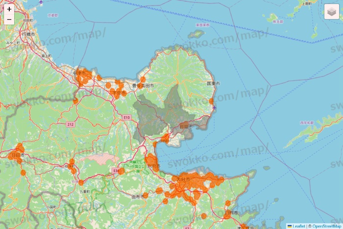大分県の7NOW（セブンナウ）のエリア地図