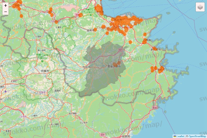 大分県の7NOW（セブンナウ）のエリア地図