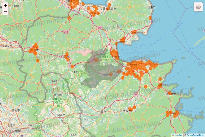 大分県の7NOW（セブンナウ）のエリア地図