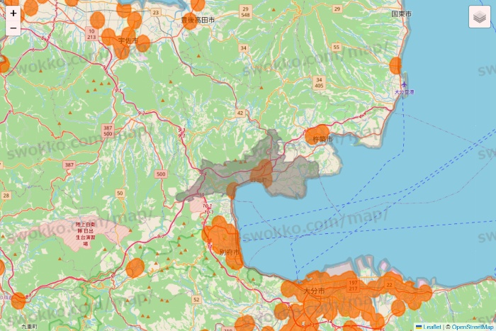 大分県の7NOW（セブンナウ）のエリア地図
