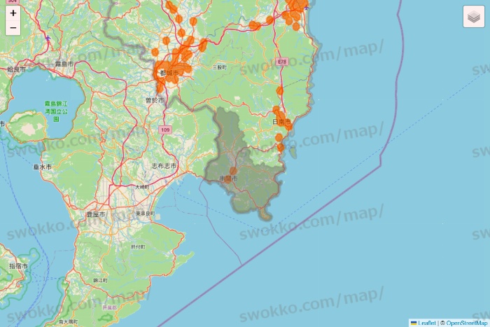 宮崎県の7NOW（セブンナウ）のエリア地図