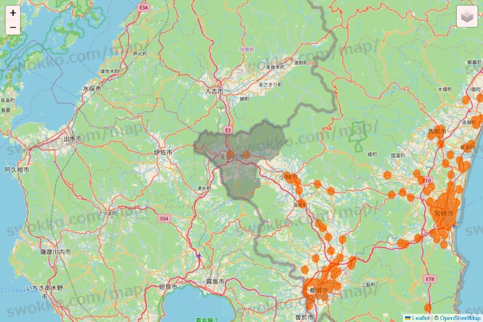 宮崎県の7NOW（セブンナウ）のエリア地図