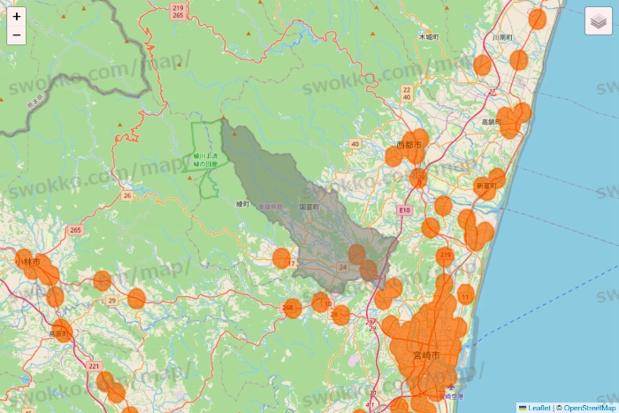 宮崎県の7NOW（セブンナウ）のエリア地図