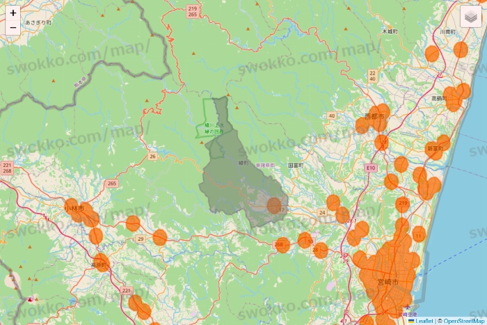 宮崎県の7NOW（セブンナウ）のエリア地図