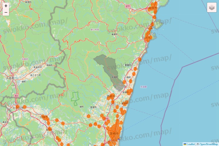 宮崎県の7NOW（セブンナウ）のエリア地図