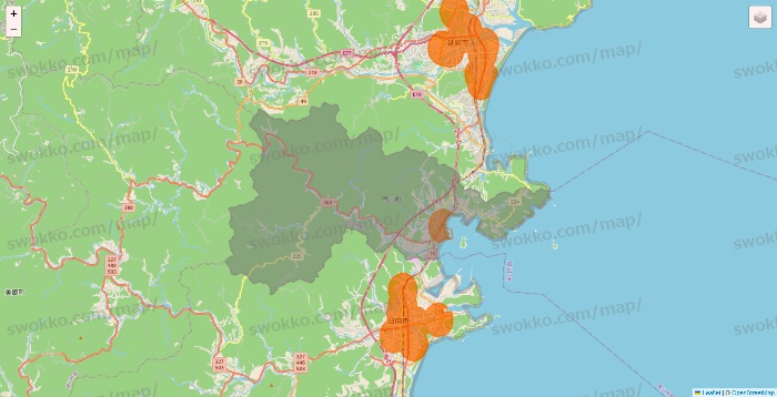 宮崎県の7NOW（セブンナウ）のエリア地図