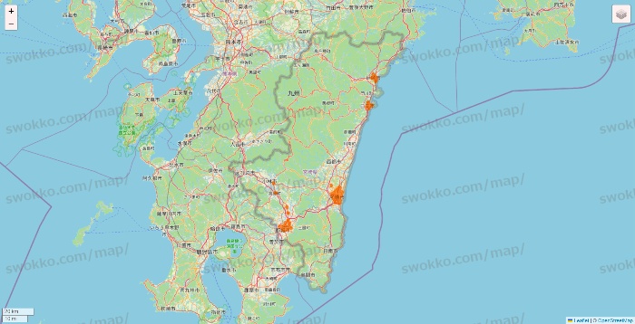 宮崎県の7NOW（セブンナウ）のエリア地図