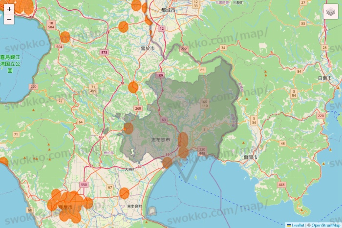 鹿児島県の7NOW（セブンナウ）のエリア地図
