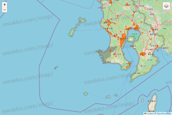 鹿児島県の7NOW（セブンナウ）のエリア地図