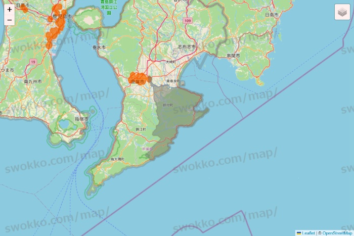 鹿児島県の7NOW（セブンナウ）のエリア地図