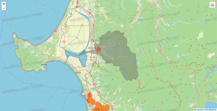 秋田県の7NOW（セブンナウ）のエリア地図